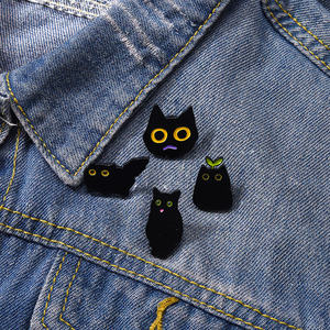 Slechte Heks Naald Kristallen Bol Handgemaakte Zwarte Kat Schedel Retro Emaille Pin Broche Badge Decoratieve Cowboy Halloween Sieraden - Product Image 3