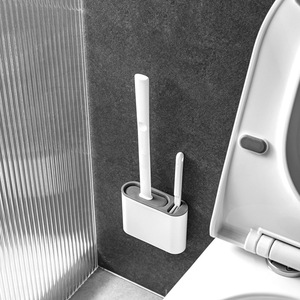 Toilet Cleaning Set Soft Bristle Wall Mounted Brush Rectangular Eco Friendly Toilet Brush Holder - Product Image 1