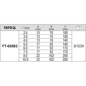ประแจหกเหลี่ยมยาโต้ รุ่น T-Type ขนาด 2.5-10 มม. ชุบโครเมียม เกรดอุตสาหกรรม เหล็ก S2 พร้อมด้ามจับ - Product Image 4