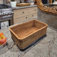 Panier de rangement carré moderne en rotin naturel Table basse avec télécommande de bureau jouet bonbons collations accompagnée pour restaurant