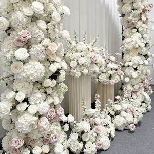 Luxurious Faux Silk Realistic Pink and White Modern Handmade Floral Wedding Arch Backdrop Decoration for Mother's Day - Product Image 3