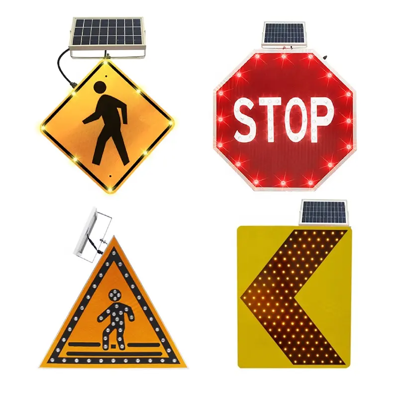 Fabrication de panneaux de signalisation lumineux à led, affichage portable, panneaux de signalisation clignotants à énergie solaire