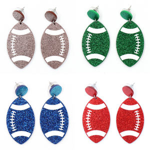 Aretes Deportivos Vintage con Diseño de Balón de Fútbol, Acero Inoxidable, Rojo, Azul, Verde, Oro Rosa, Brillantes, Unisex, Ecológicos - Product Image 1