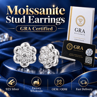 Anting-anting Stud Wanita Perak Sterling 925 Terlaris dengan Hiasan Bunga dan Moissanite VVS, Grosir Perhiasan dengan Sertifikasi GRA