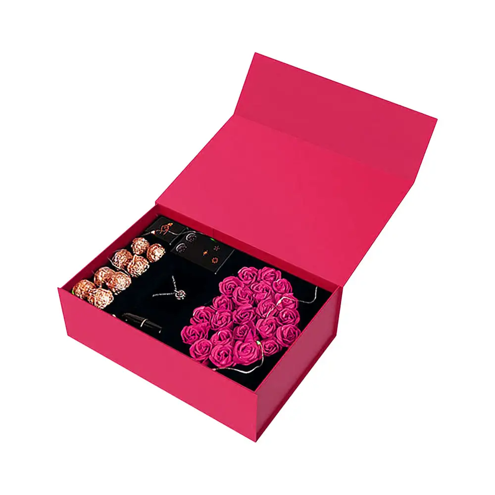 Customizable Luxury Lipstick Gift Box for Cosmetics Tea Flowers-UV Coating Matt Lamination Sponge Liner Stampimg