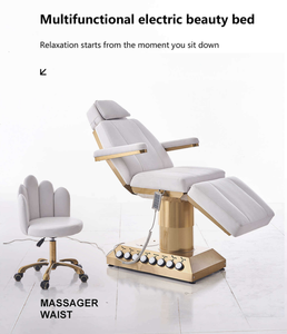 High Quality White Salon Beauty Facial <b>Bed</b> 4 Motors Electric Eyelashes Extension <b>Bed</b> Gold Base Electric Massage Tables for Sale - Product Image 2