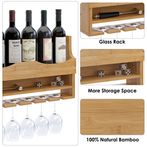 Treo Tường Rượu Vang Giá Tre Rượu Vang Giá Với 6 Người Giữ Kính Và Rượu Vang Lưu Trữ Hiển Thị Kệ Cho Nhà Bếp - Product Image 3