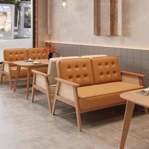 Hiện Đại Phổ Biến Rắn Gỗ Bàn Ăn Da Ghế Đặt Bền PU Sofa Gian Hàng Chỗ Ngồi Cho Cà Phê Cửa Hàng Đồ Nội Thất Nhà Hàng - Product Image 2