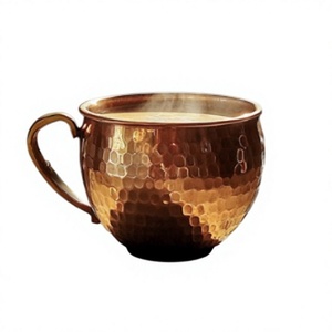 Taza de Cobre Martillado Artesanal, Perfecta para Café de la Mañana y Bebidas Calientes, con Asa Curva Resistente para Moscow Mules - Product Image 1