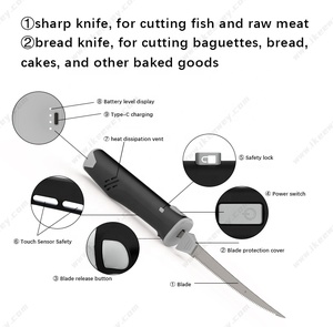 <span class=keywords><strong>Cuchillo</strong></span> Eléctrico de Cocina de Gran Potencia para Cortar Carne y Filetear Pescado con 4 Cuchillas - Product Image 3