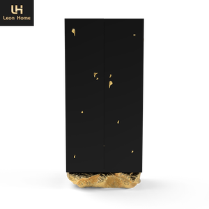 Tùy chỉnh thiết kế thương hiệu trong nhà phòng khách Tủ rượu búa Brass uống lưu trữ hiển thị thanh trang trí nội thất màu Đen bằng gỗ Tủ rượu - Product Image 3