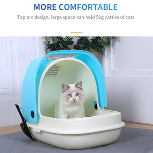 Kleiner Katzenklo-Boxen aus Kunststoff mit Klappdeckel, vollständig geschlossen, spritzwassergeschützt, rund, mit einfacher Reinigungsfunktion - Product Image 5