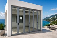 Porte patio pliante moderne en alliage d'aluminium à rupture de pont thermique, double vitrage en verre trempé, étanche et insonorisée pour extérieur