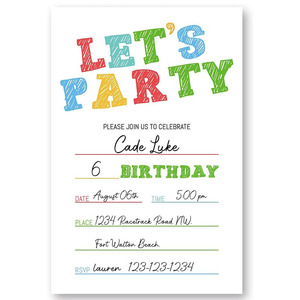 Simple Black and White Birthday Party <strong>Invitation</strong> Let's Party <strong>Invitation</strong> Cards for for Wedding <strong>Graduation</strong> Ceremonies - Product Image 6
