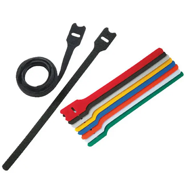Back ke Back Hook and Loop Tapes nilon Tie Wraps Reusable Cable Ties Metal Loop untuk sepatu Hoops sepatu kustom warna 100% Nylon