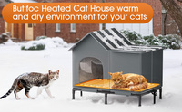 Weerbestendige luxe verwarmde kattenhuisje, stevig metalen frame voor buitenkatten, opvouwbaar, vierkant, solide design, kartonnen verpakking.