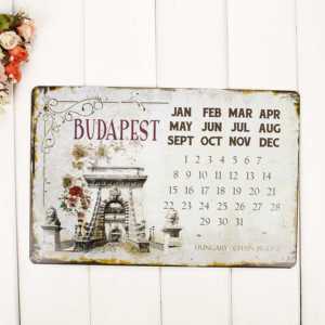 Cartel de calendario de hojalata curvo personalizado al por mayor cartel de calendario de metal en relieve pintado brillante cartel de aluminio de pared colgante vintage - Product Image 1