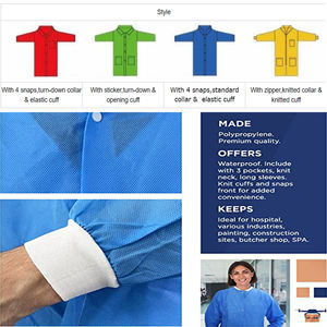 लंबी आस्तीन गैर बुना हुआ गाउन सूट पीपी एसएमएस कपड़े डिस्पोजेबल सांस लैब कोट - Product Image 4