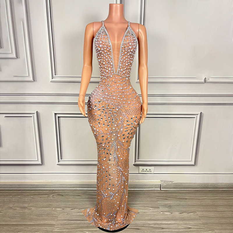 green emerald velvet dress Sheer-Bodice Long Prom Dress with Floral Appliques Rose Gold / XSmall