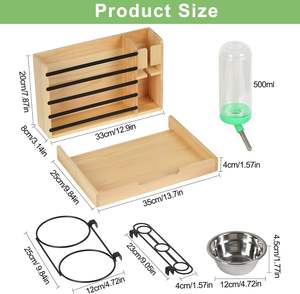 Tavşan saman besleyici ile kum kabı ahşap tavşan besleyiciler ve içenler küçük hayvanlar için ahşap tavşan saman besleyici besleme - Product Image 5