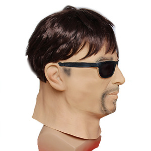 Masque en latex avec cheveux, taille unique, accessoires de fête à thème, motif géométrique de dessin animé - Product Image 4