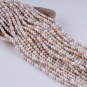 Venta al por Mayor de Perlas de Zhuji de 8-9 mm, Tira de Perlas Sueltas Naturales con Forma de Patata en Colores Mezclados Blanco, Rosa y Púrpura - Product Image 4