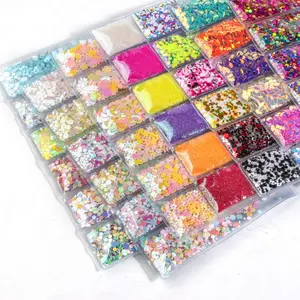 Baru 6 Grid/Tas Payet Holografik Glitter Serpihan Stiker untuk Desain Kuku Bentuk Hati Nail Art Glitter