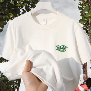 เสื้อยืดเฮนลีย์แขนสั้นสีฟ้าอ่อนสำหรับผู้ชาย ทรงปกติ ระบายอากาศได้ดี ผ้าฝ้ายถักน้ำหนัก 200 กรัม สไตล์ลำลอง คอกลม - Product Image 3