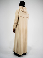 Desain Baru Kustom Gaya Timur Tengah Pria Kandura Arab Thobe Longgar Lengan Panjang Thobe Putih Pakaian Tradisional dengan Hoodie