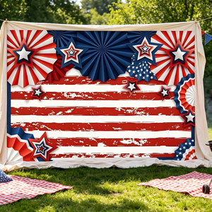 Toile de fond photo DAMAI patriotique rouge, blanc, bleu, étoiles et rayures pour la fête du 4 juillet, décor de fête de l'Indépendance, accessoire de photographie - Product Image 3