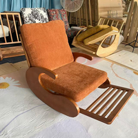 Ensemble de fauteuils à bascule modernes en bois massif, fauteuil inclinable ergonomique rembourré en rotin avec ottoman pour véranda et salle de lecture aux États-Unis