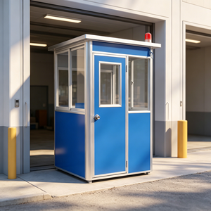 Caseta de Guardia Portátil Prefabricada, Caseta de Seguridad de Acero Ligero, Caseta de Vigilancia Exterior para Obras de Construcción - Product Image 1