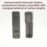 Chargeur de batterie Li-ion rechargeable avec indicateur LED, port de charge USB, adaptateur universel 4,2 V 600 mA pour cellules cylindriques 21700, appareil photo
