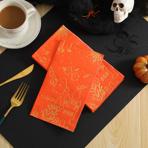 Halloween Gold Foil Paper Napkins 330x400mm Rectangle 20 Sheets Per Pack Party Tableware Decorations - Product Image 1