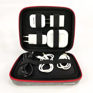 Custom Zipper Portable Electrical Tool Bag Travel Digital Accessories Hard Cable Charger EVA Tool Case