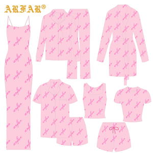 Женский комплект пижамы на заказ: хлопково-бамбуковый модал, мягкая домашняя одежда, двухсекционный комплект с принтом - Product Image 1