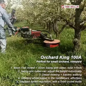 Flail Walk Behind Tree Row Solar Panel Orange Tree Mower Self Propelled Orchard King 100A
