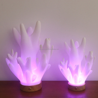 Lampe de chevet en bois avec lumière LED RGB 12 couleurs, rechargeable par USB, lampe décorative en corail imprimée en 3D pour enfants