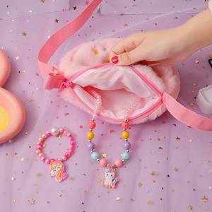 Custom Purple Small Fluffy Plush <b>Unicorn</b> Chest Bag & Crossbody Shoulder <b>Purse</b> for Little Girls Zipper Closure All Seasons - Product Image 4