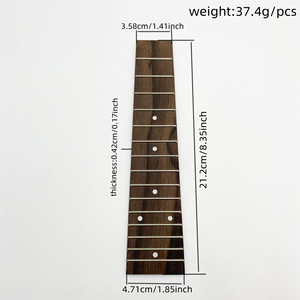 21 Inch 15 <strong>Frets</strong> Rosewood Ukulele Fretboard, White Position Dots Inlay, Pointed &amp; Flat Tail Design for Concert Ukulele Parts - Product Image 3