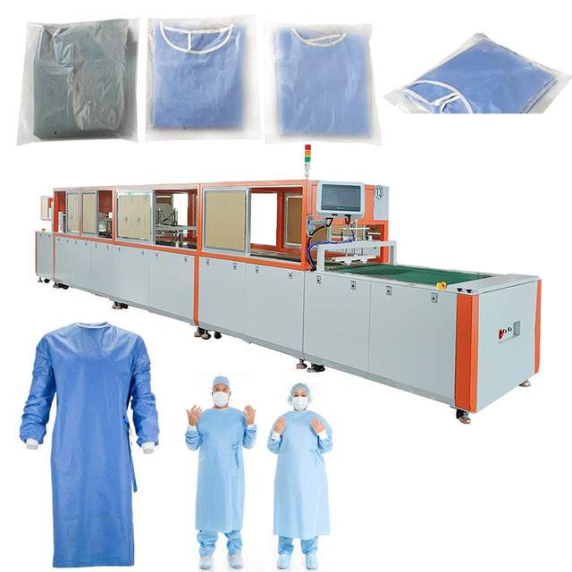 Automatic Surgical Gown Suit Folding Bagging Medical Dressing Clothes Fabric Packaging Machines