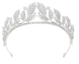 כסף אופנתי כסף גדול סגסוגת בארוקית כתר יהלום פשוט פנינה זהב לילדות קישוט שיער חתונה אלגנטי - Product Image 1