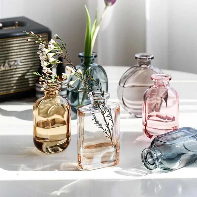 Groothandel Nordic Home Bruiloft Creatieve Unieke Mini Glazen Pot Decoratieve Bloemenfles Glazen Vaas