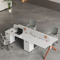 Table de travail de bureau moderne blanche pour une personne avec panneau de séparation et armoire de rangement
