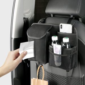 Car <b>Seat</b> Back Organizer <b>Storage</b> Bag With Hook And Tissue Pocket For Vehicle Use Non Woven Fabric 4-7 Compartments - Product Image 1