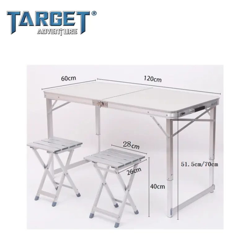 Lumière de Table pique-nique extérieur, ensemble de vente en gros, Table et chaise pliables en aluminium