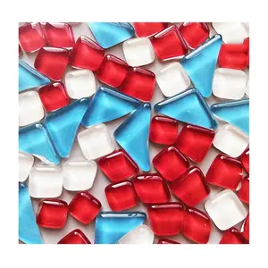 Mosaic Tiles Glass Crafts Supplies Mosaic Pieces for Crafts Bulk Triangle Square Mix Glass Pieces for Plates Picture Frames Flow