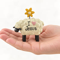 Patung Domba Kristen I Love Jesus Patung Resin Dekorasi Rumah Religius Hadiah Kristen Inspiratif untuk Anggota Gereja