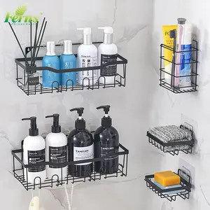 Wall Mounted Shelf Storage Organizer Corner Bathroom Shower Caddy Hanging Black Shower Caddies