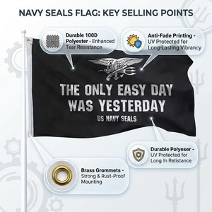 Drapeaux personnalisés de la Marine américaine en gros, bannières d'extérieur en nylon 210D de qualité supérieure avec impression numérique, drapeaux pour fans militaires, vente directe d'usine OEM/ODM - Product Image 2